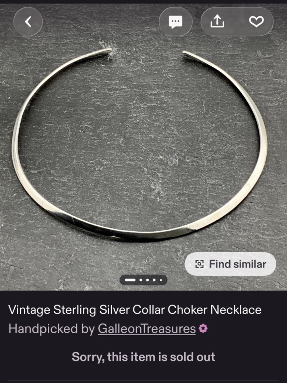 Vintage Sterling Silver Collar Choker Necklace